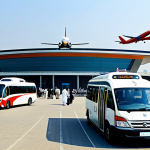 **

"A bustling, modern vertiport in Islamabad, Pakistan during the day. Flying cars are landing and taking off. Passengers in modest, professional dress are disembarking and boarding. The vertiport is integrated with local transportation like buses and rickshaws. Safe for work, appropriate content, fully clothed, professional, perfect anatomy, correct proportions, natural pose, high quality."

**