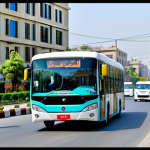 **

"A modern Pakistani city street scene, featuring a mix of transportation options: electric buses, auto-rickshaws, and cars. People are walking on sidewalks, fully clothed in professional and modest attire.  Include modern architecture in the background, and greenery along the streets. Bright daylight, clear sky.  Safe for work, appropriate content, professional, perfect anatomy, natural proportions, well-formed hands, proper finger count."

**