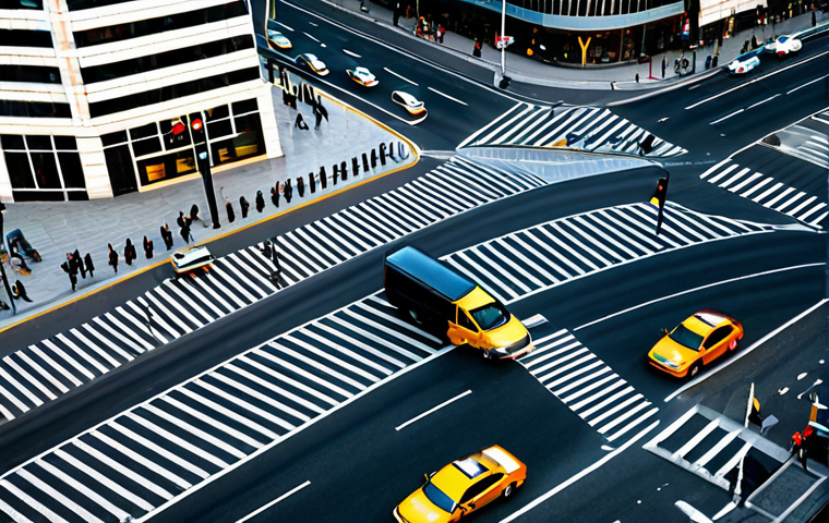 Smart Traffic Management**

"An aerial view of a bustling city intersection, showcasing smart traffic signals dynamically adjusting to real-time traffic flow. Modern cars and buses are visible, moving smoothly. The scene is daytime, with clear skies. Focus on efficient traffic management and technology integration. Safe for work, appropriate content, fully clothed pedestrians and drivers, professional, perfect anatomy, correct proportions, natural pose, professional photography, high quality."

**