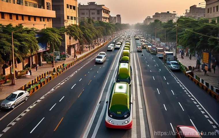 도로에 스마트 센서 배치 - **Urban Harmony with Smart Roads in Pakistan**
A vibrant, wide-angle shot of a bustling street i...
