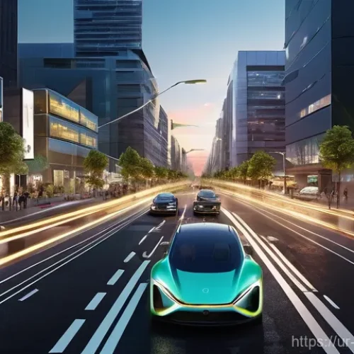 Home 22 스마트 시티 통합 교통 시스템 - **Prompt 1: Dynamic Urban Core with Digital Infrastructure**
"A wide, cinematic shot of a bustli...