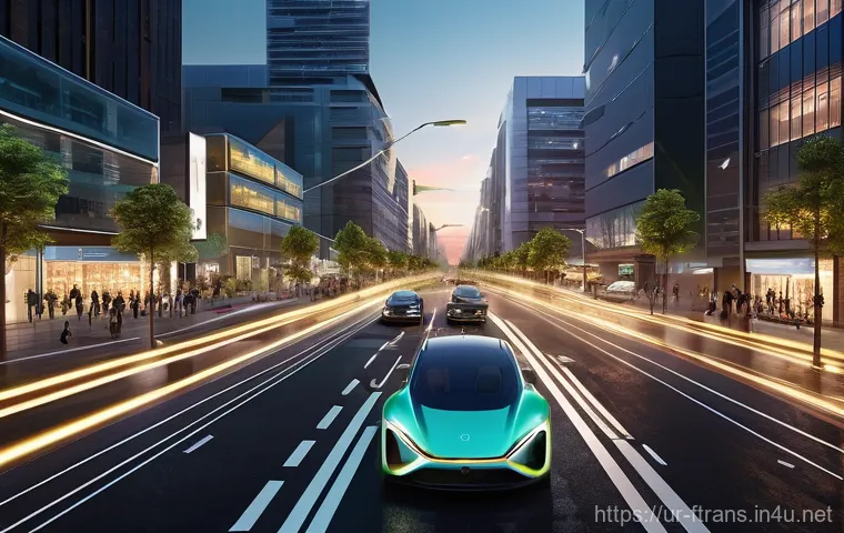 스마트 시티 통합 교통 시스템 - **Prompt 1: Dynamic Urban Core with Digital Infrastructure**
"A wide, cinematic shot of a bustli...