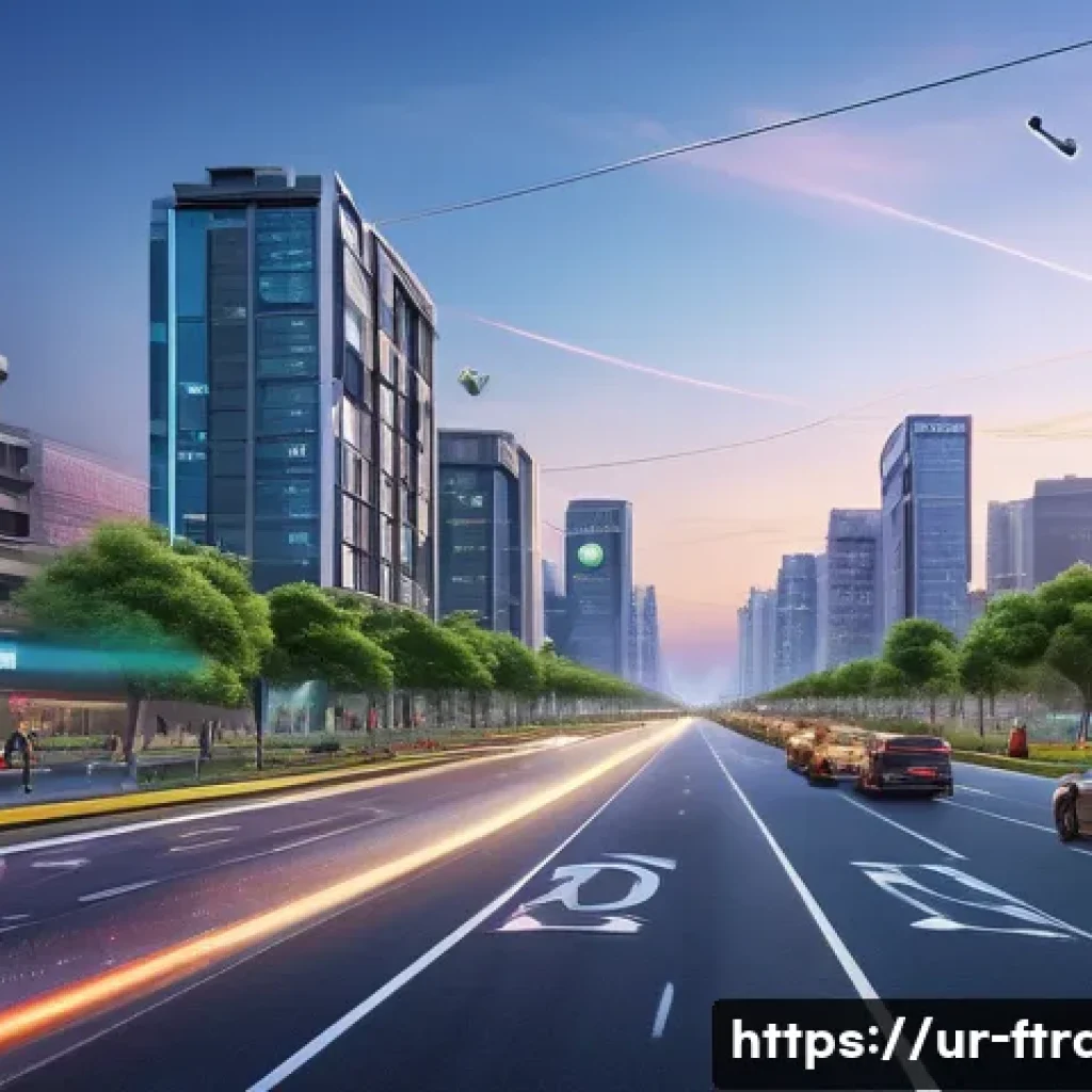 도로 스마트화 - A futuristic smart road in a bustling Pakistani city at dusk, equipped with intelligent sensors and ...