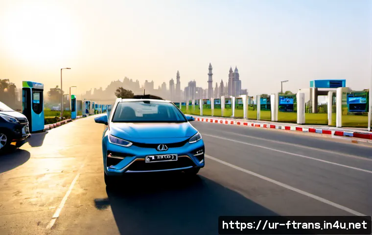 Home 17 수소차 충전소 위치 - Photorealistic wide-angle scene of a modern hydrogen fuel cell car arriving at a clean hydrogen refu...